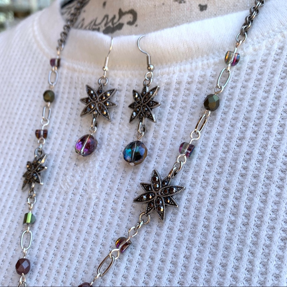 Star Flower Hand Crafted Necklace & Earring Set